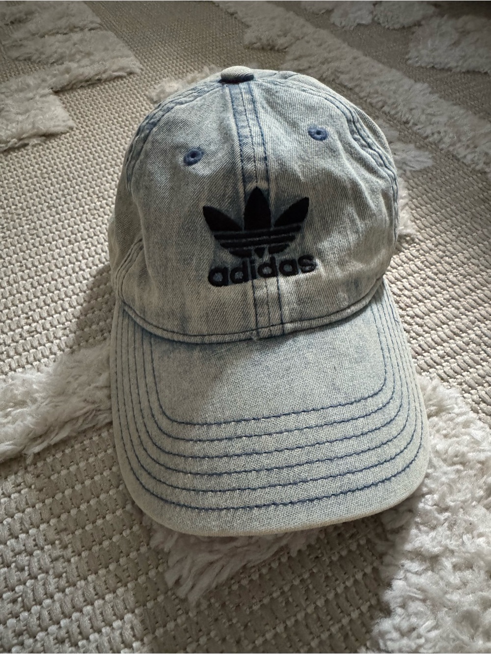 adidas Light Blue Washed Denim Hat with Navy Logo